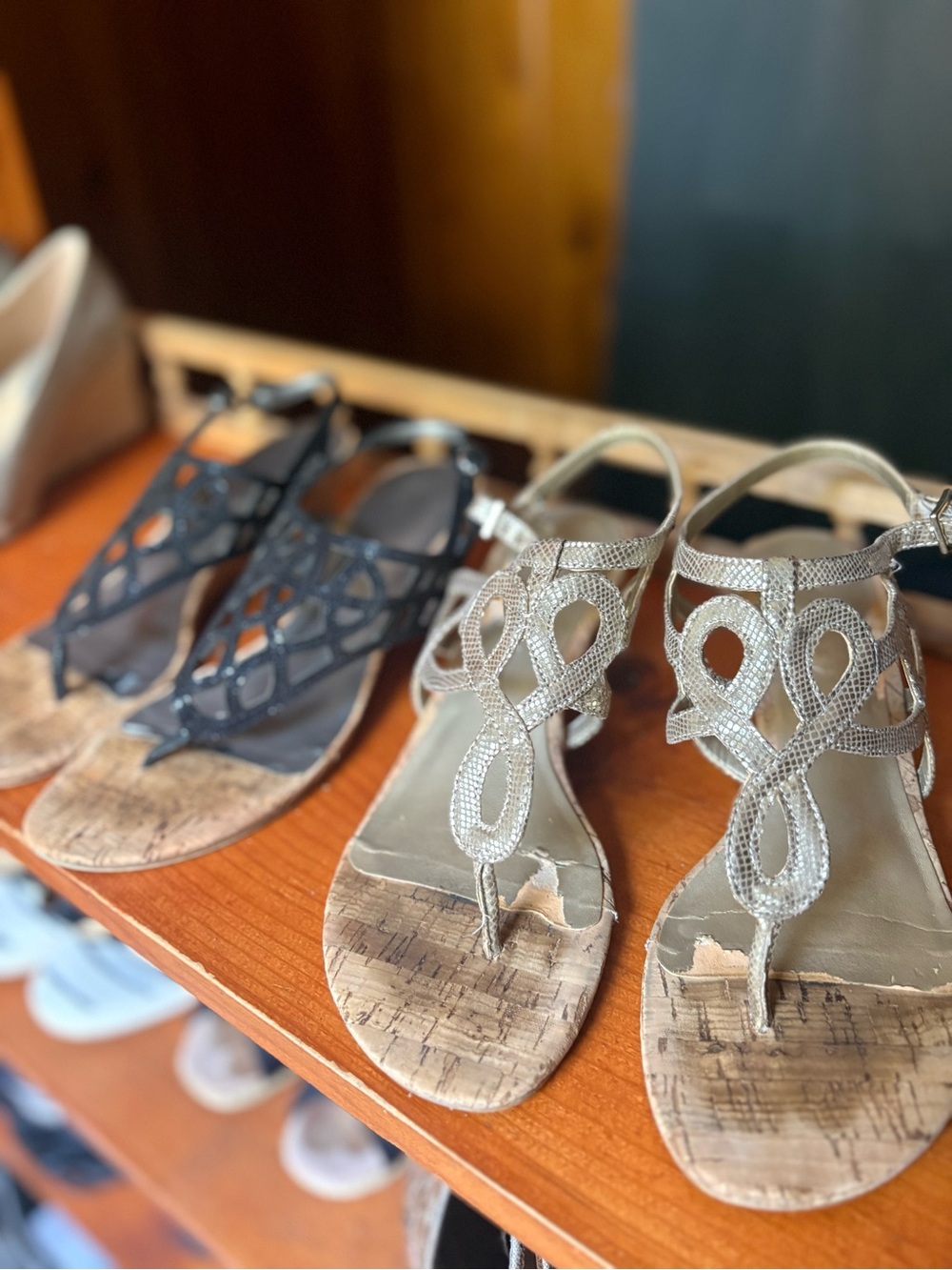 Kelly & Katie Silver Braided T-Strap Sandals bundle